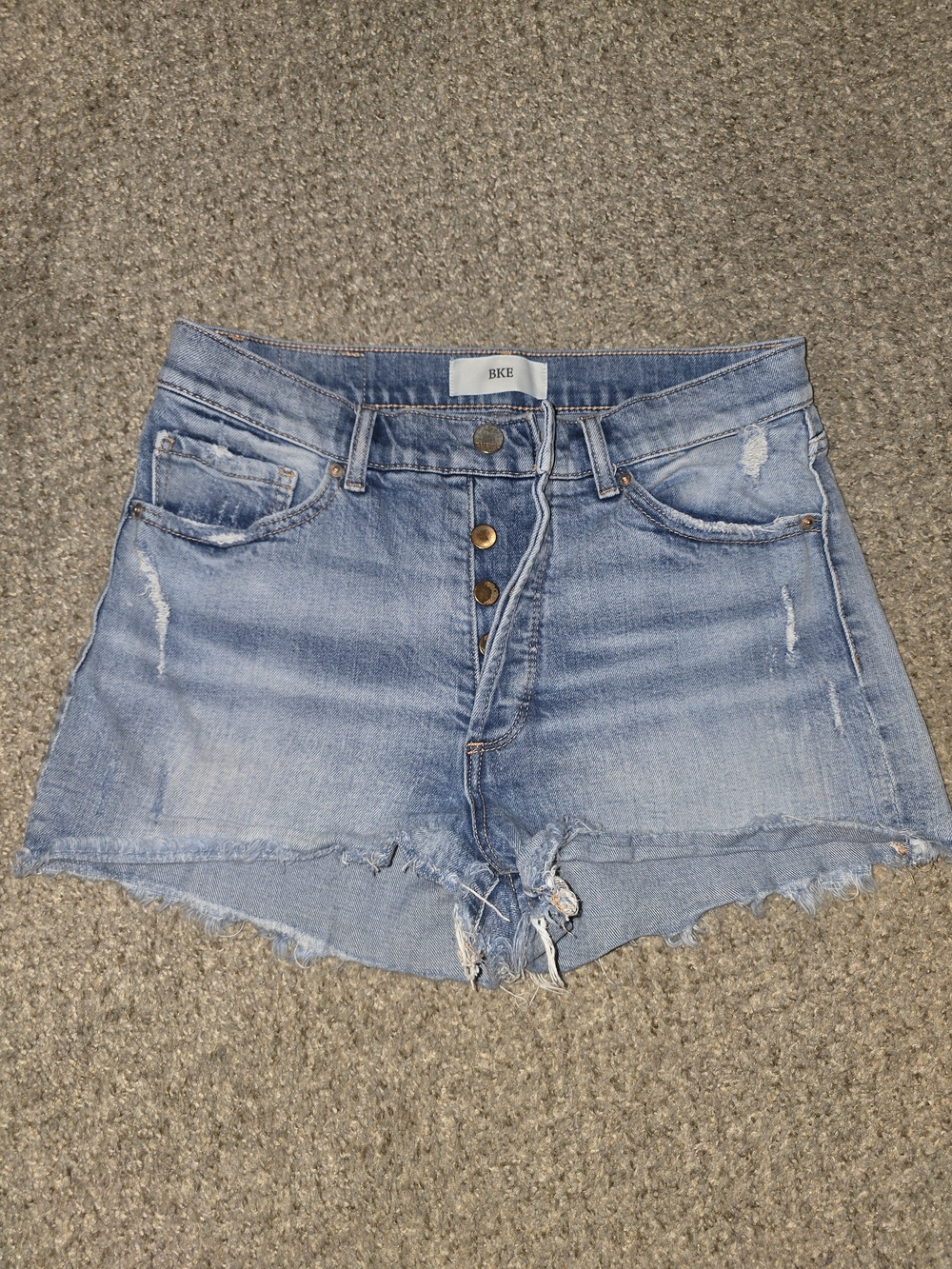 BKE Buckle Billie Light Blue Distressed Denim Shorts Size 28